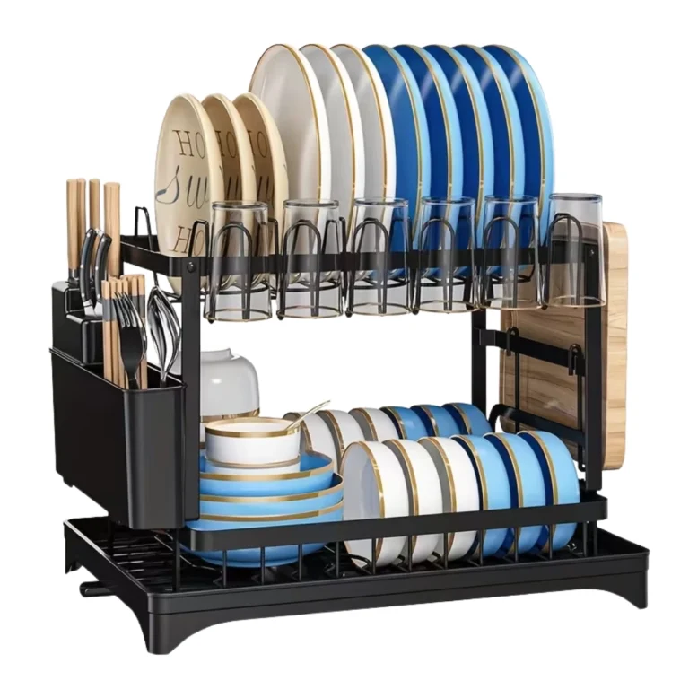 Escurridor de Platos con Drenaje de 2 Niveles de Acero Inoxidable para Cocina