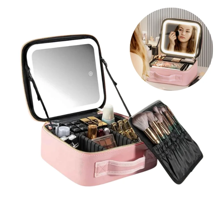 Neceser Organizador con Espejo LED Recargable para Maquillaje