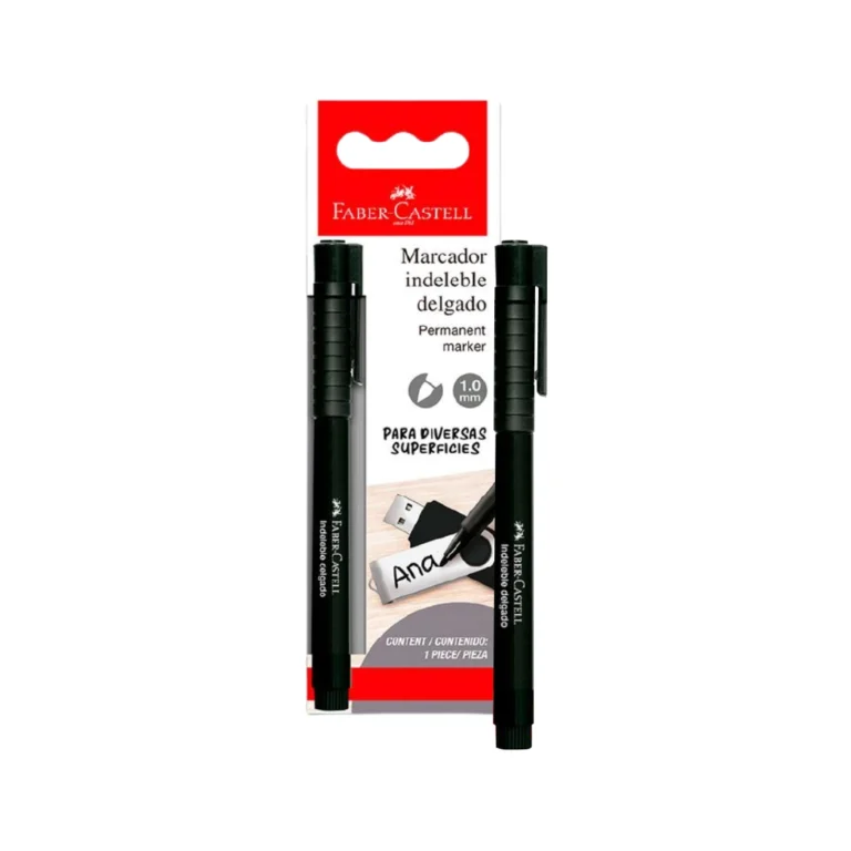 Plumón Indeleble Delgado Faber Castell Negro